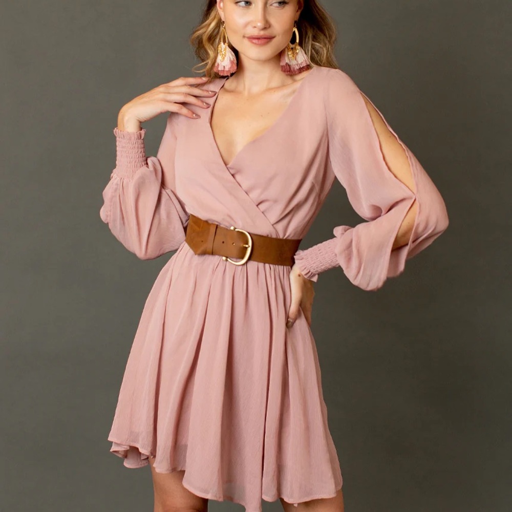 Joyfolie Dress: Ani Dress in Nude Pink